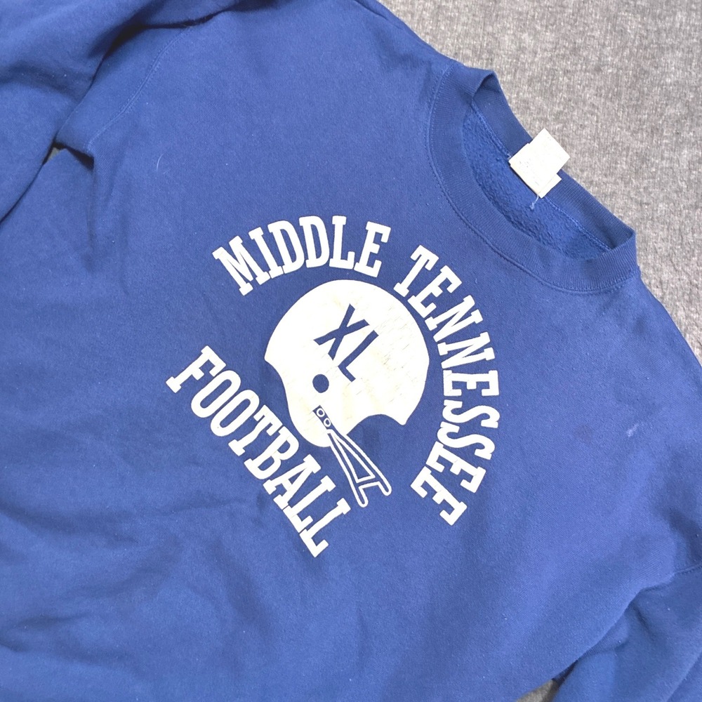 70s Discus Athletic Middle Tennessee Football Mens XL Blue Vintage Sweatshirt